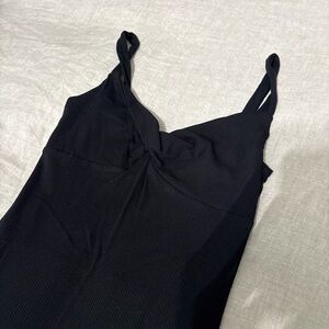 Black Ribbed Spaghetti Strap Dress